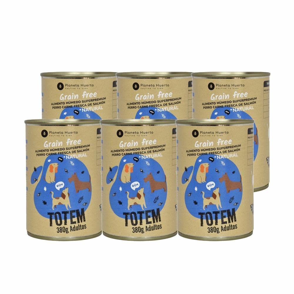 Planeta HUERTO | Pack 6 Grain Free Superpremium Wet Food for Salmon Dogs 380g - Natural Adult Dog Food, Grain Free, Rich in Omega-3 and with Joint Protectors