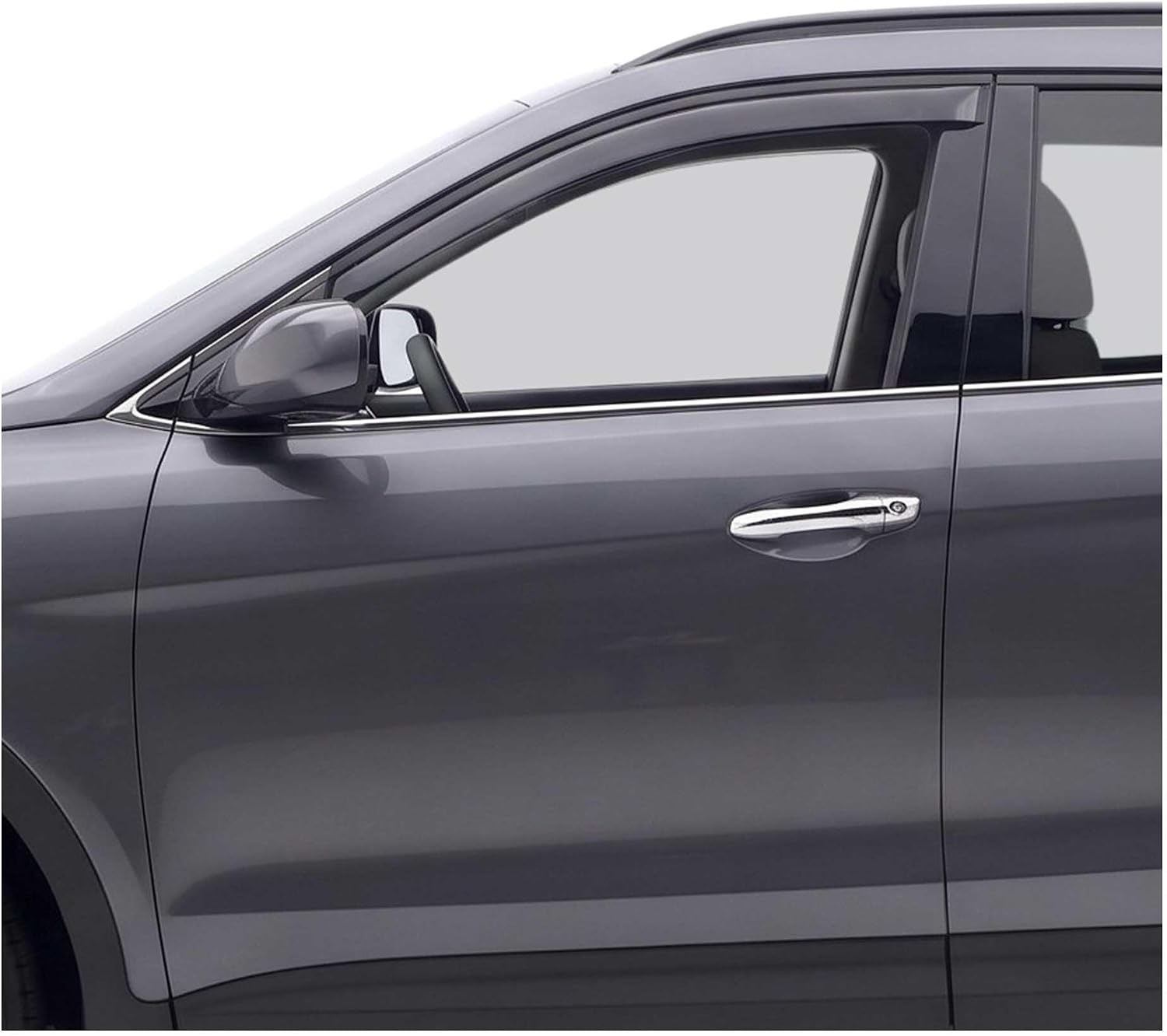 OMAC Window Visor Vent Rain Deflector for Hyundai Santa Fe 2013-2018 Black Smoke 2 Pcs
