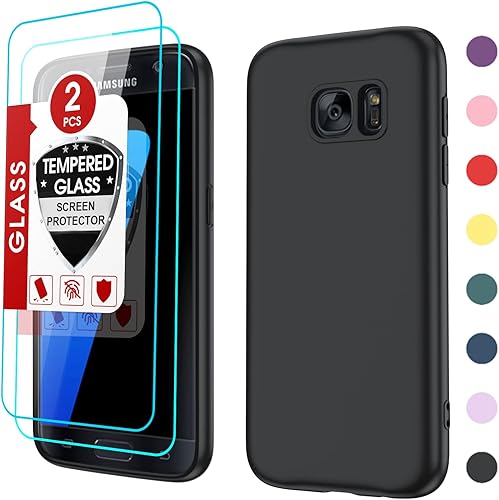 LeYi Funda para teléfono Samsung S7 Funda para Galaxy S7 con 2 protectores de pantalla de vidrio templado para mujeres y hombres, funda protectora