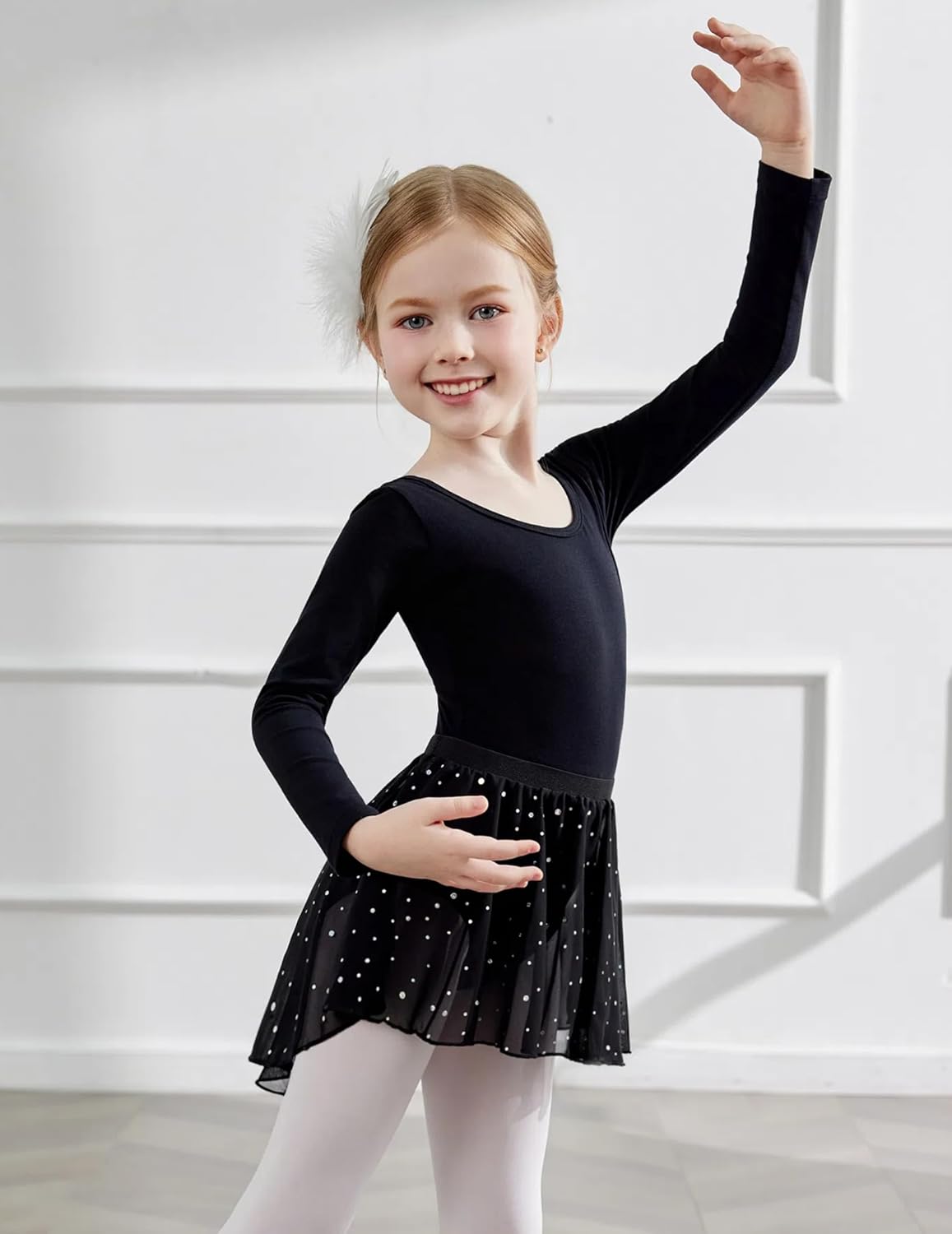 Zaclotre Gymnastics Leotards for Girls Long Sleeve Crisscross Back Ballet Dance Outfit with Removable Skirt Combo - Image 2