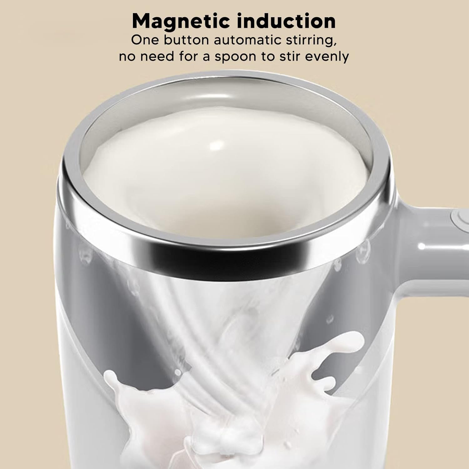 Self Stirring Coffee Mug with Lid – 304 Stainless Steel Rotating Travel Cups, Automatic Mixing Cup, 380ml Capacity for Hot Drinks, Ideal for Home & Office Use - Image 3