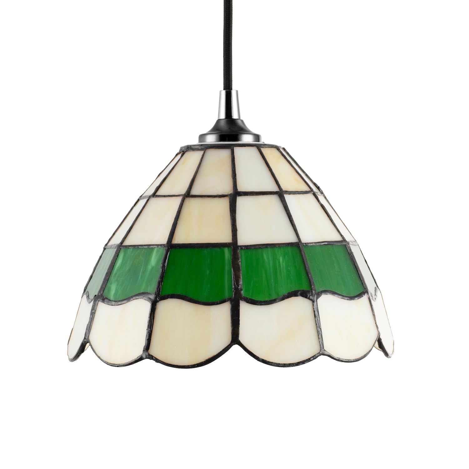 Happy Homewares Green Traditional Classic And Amber Stained Glass Round Tiffany Pendant Lighting Shade | 21Cm X 12Cm | 40W Maximum By