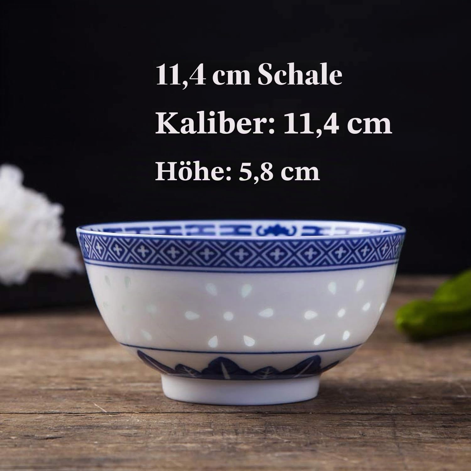 Servierschalen Reisschale Blau und Weiß Porzellan Geschirr Chinesischer Drache Geschirr Keramik Ramen Suppenschüsseln, 22,9 cm
