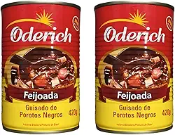 2 Latas Feijoada Enlatada Oderich Lata 420g Sem Conservantes e Sem Glutén