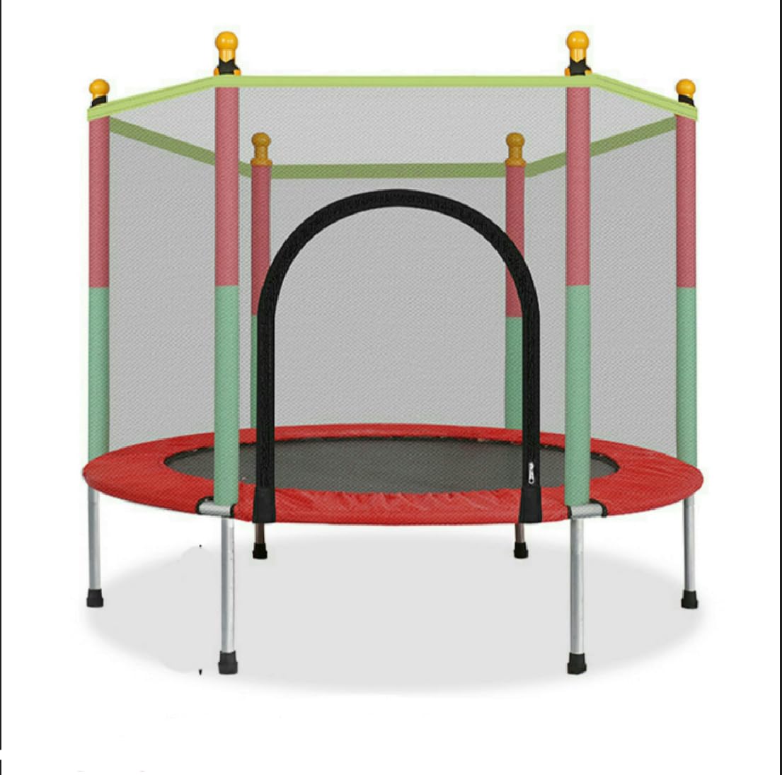 EIGFOH Cama Elástica Infantil, 140 cm, Capacidad 50 kg, Marco de Acero, Red de Seguridad, Multicolor