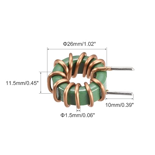 Miniatura 2 de MECCANIXITY Inductor vertical de bobina de cobre de inductancia toroide 1mH 10A para placa de circuito DIY, paquete de 5