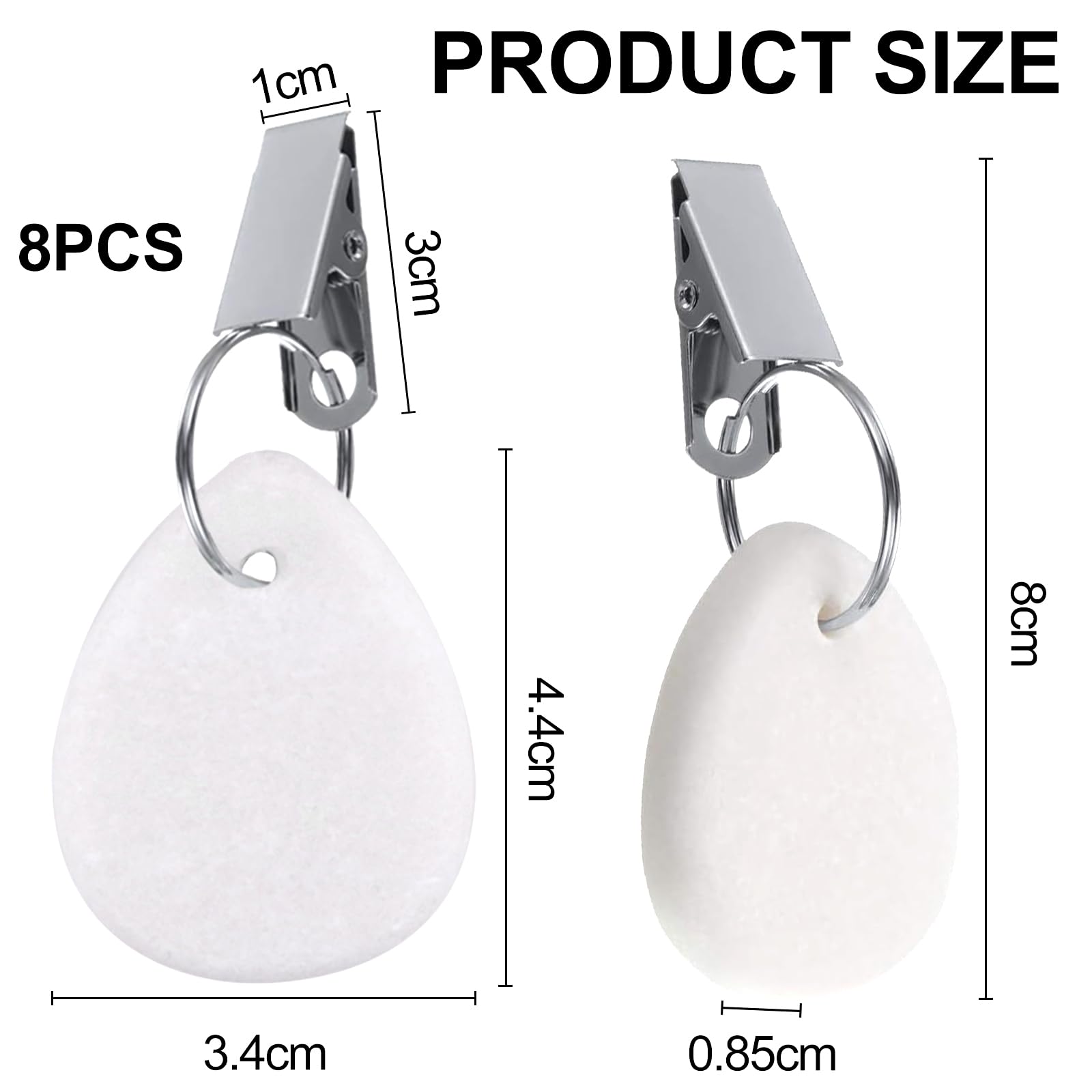 Set 8 Pesi Per Tovaglia In Marmo Naturale - Forma A Goccia Con Clip, Per Esterno E Interno, Decorazione Tavola - Foto 8