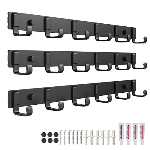 16-Inch Wall Mount Coat Rack with 6 Hooks, Compact Hooks