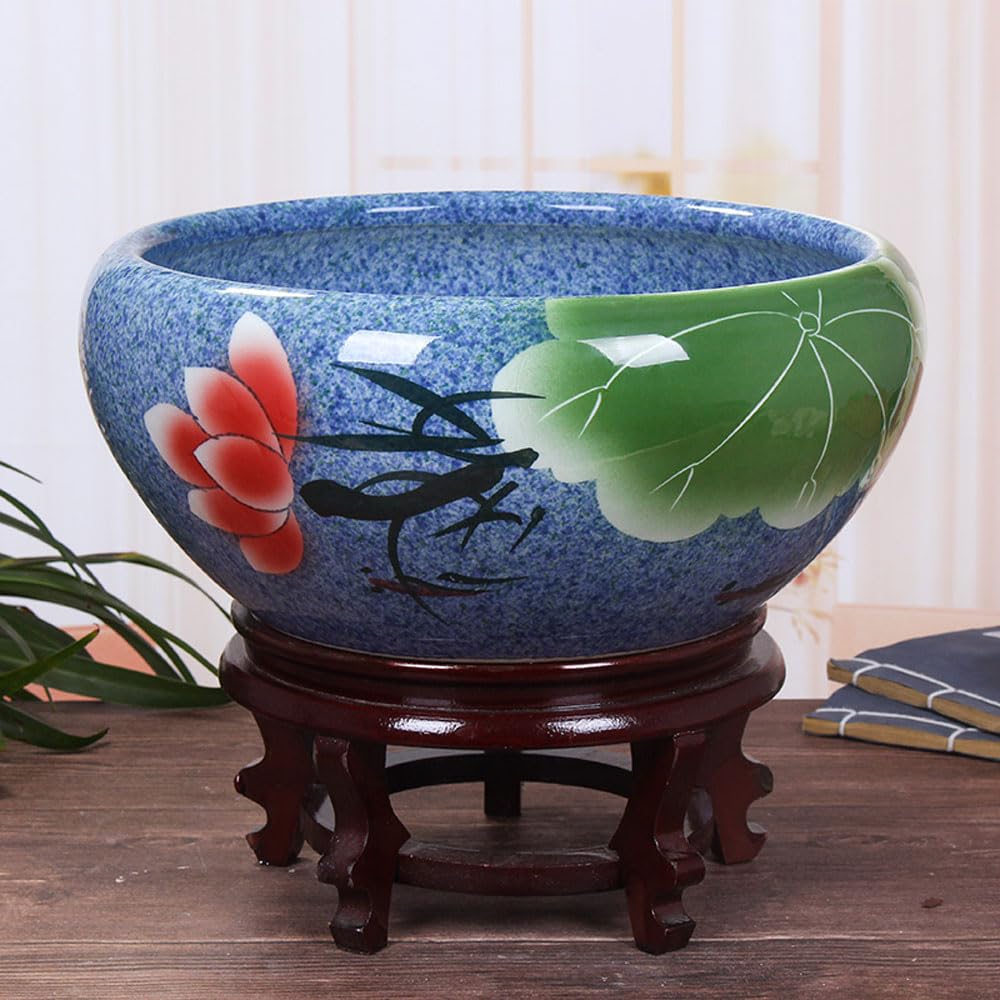 DFGHNBVC Plant Pot Hydroponic Plant Succulent Pots Ceramic Round Decorative Bowl Hydroponic Water Lily Planter Pot For Flowers Succulent Table Centerpiece Indoor Plant Pots,A-32 * 14cm