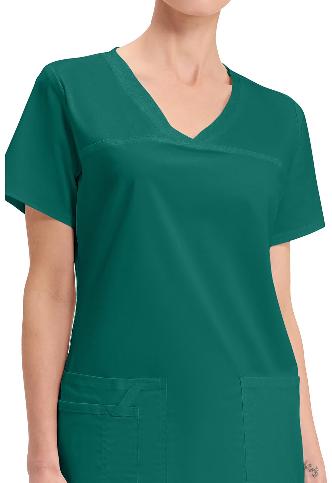 CHEROKEE Vworkwear Core Stretch damska koszulka robocza z dekoltem w serek, koszulka medyczna, Hunter, XL