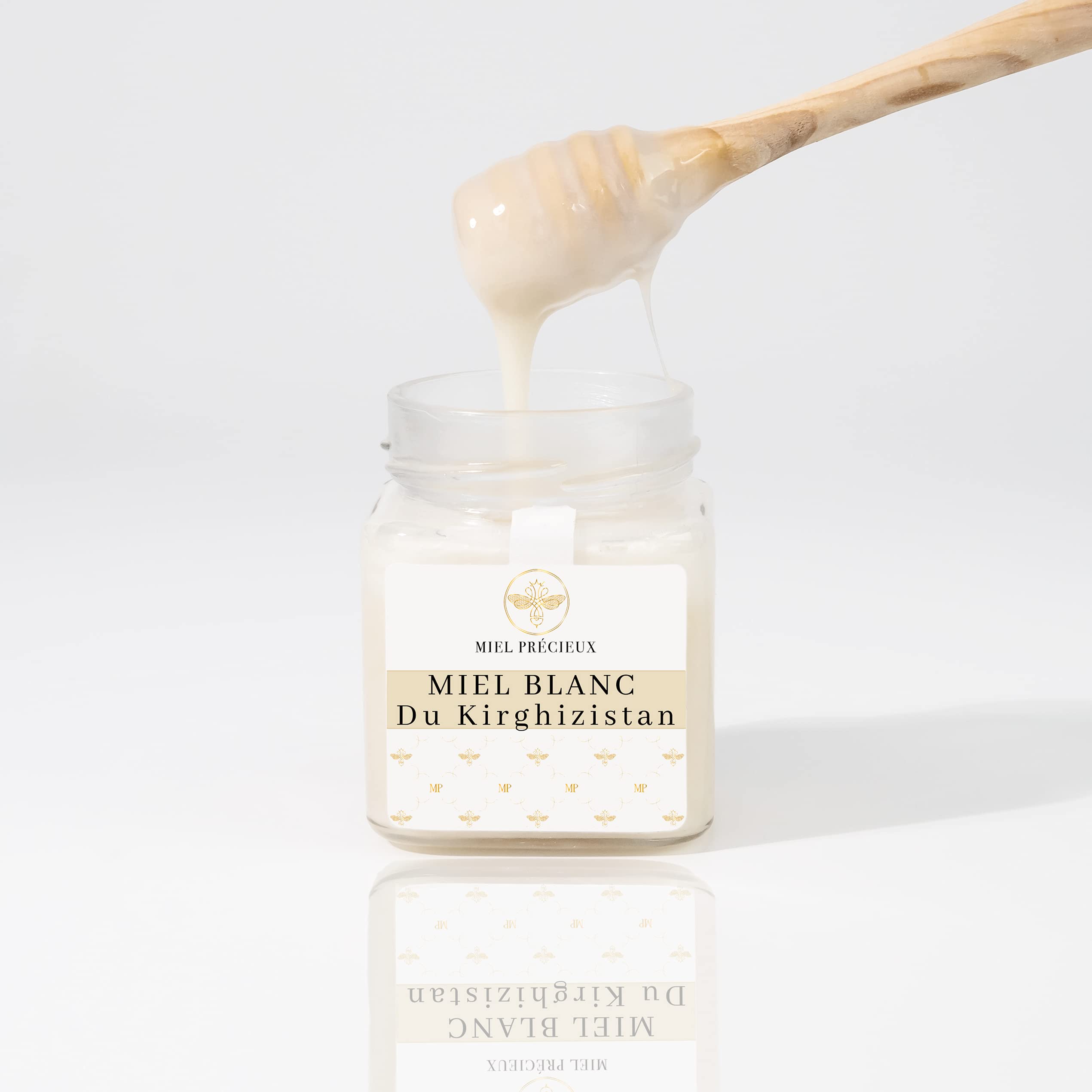Miel Blanca de Kirguistán | Miel Cremosa Untable de Esparceta | No Pasteurizada 100% Pura | Color Marfil | Tarro Cristal 250g | Miel Précieux