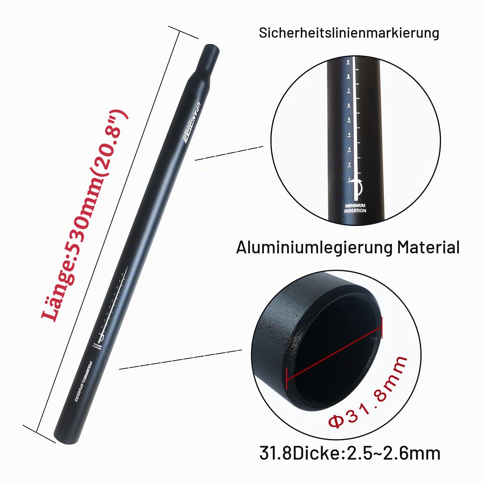 sattelstütze verlängern UPANBIKE Fahrrad Aluminium Legierung 530 mm * 31.8 mm Sattelstütze für BMX E-Bike Klapprad Sport & Freizeit Side 2 Configuration::Triple Drawer Chest & Folding Work Surface DDR4 Gear 1 vs GTek Performance Gloves