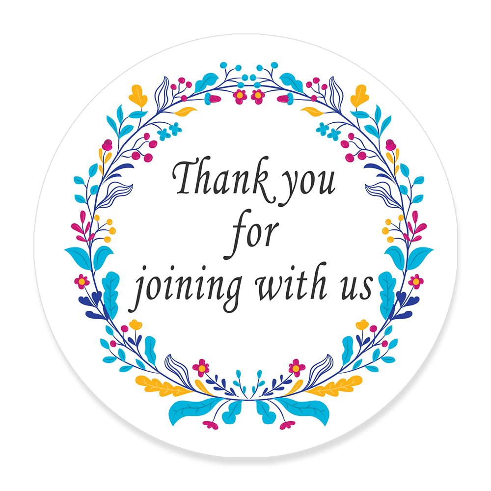 Pack of 48 Floral Thanks for Coming to My Party Stickers (45 mm) Round Paper Thank You for Coming to My Party Stickers for Gifts, Sweet Cones, Cake Boxes Papa Prints®