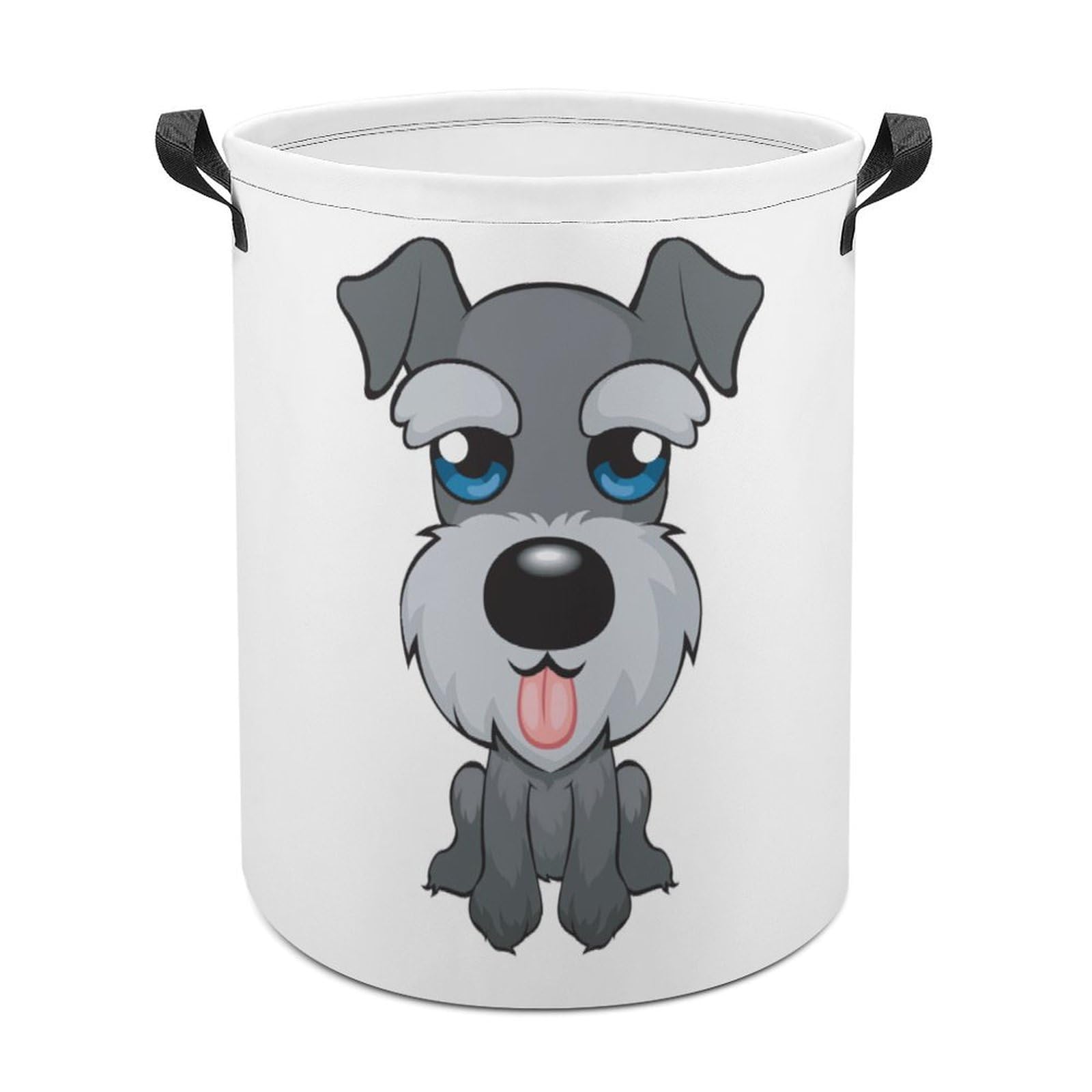 Wlntrophic Laundry Hamper, Cute Schnauzer Dog Laundry Basket, Washing Basket with Handle