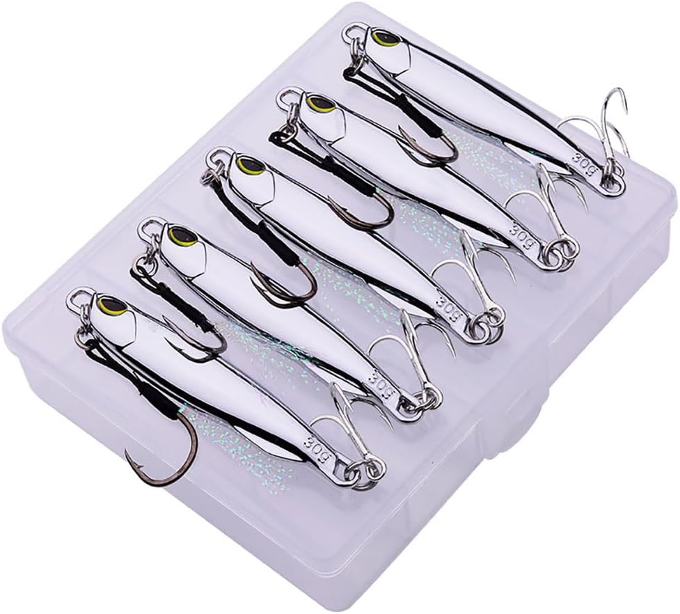 5Pcs Fishing Lures, Stainless Steel Metal Fishing Lures Tackle Bait Spinner Bait Fishing Accessories for Bass Trout Salmon Fishing Lovers Outdoor