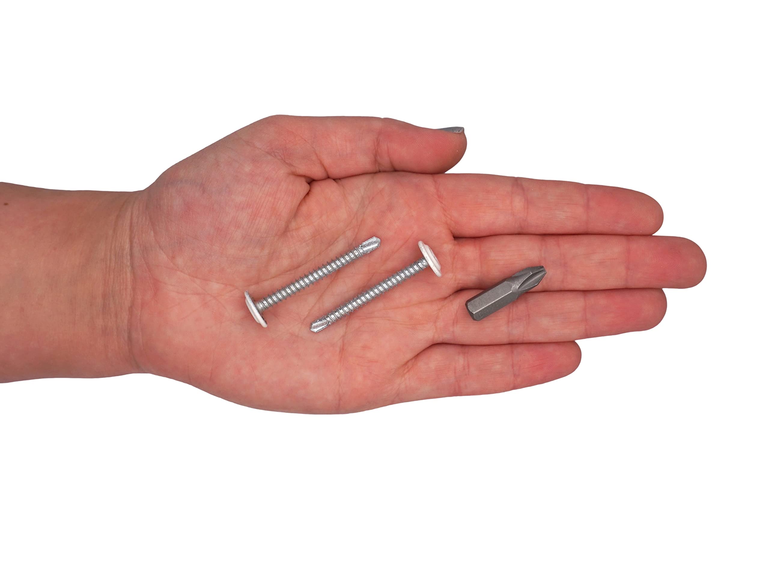 SKIR'CO (300 Stück) Lackierte selbstbohrende Schrauben 4,2 x 40 mm, Blechschraube, PH modifizierter Flachrundkopf (Reinweiß RAL 9010)