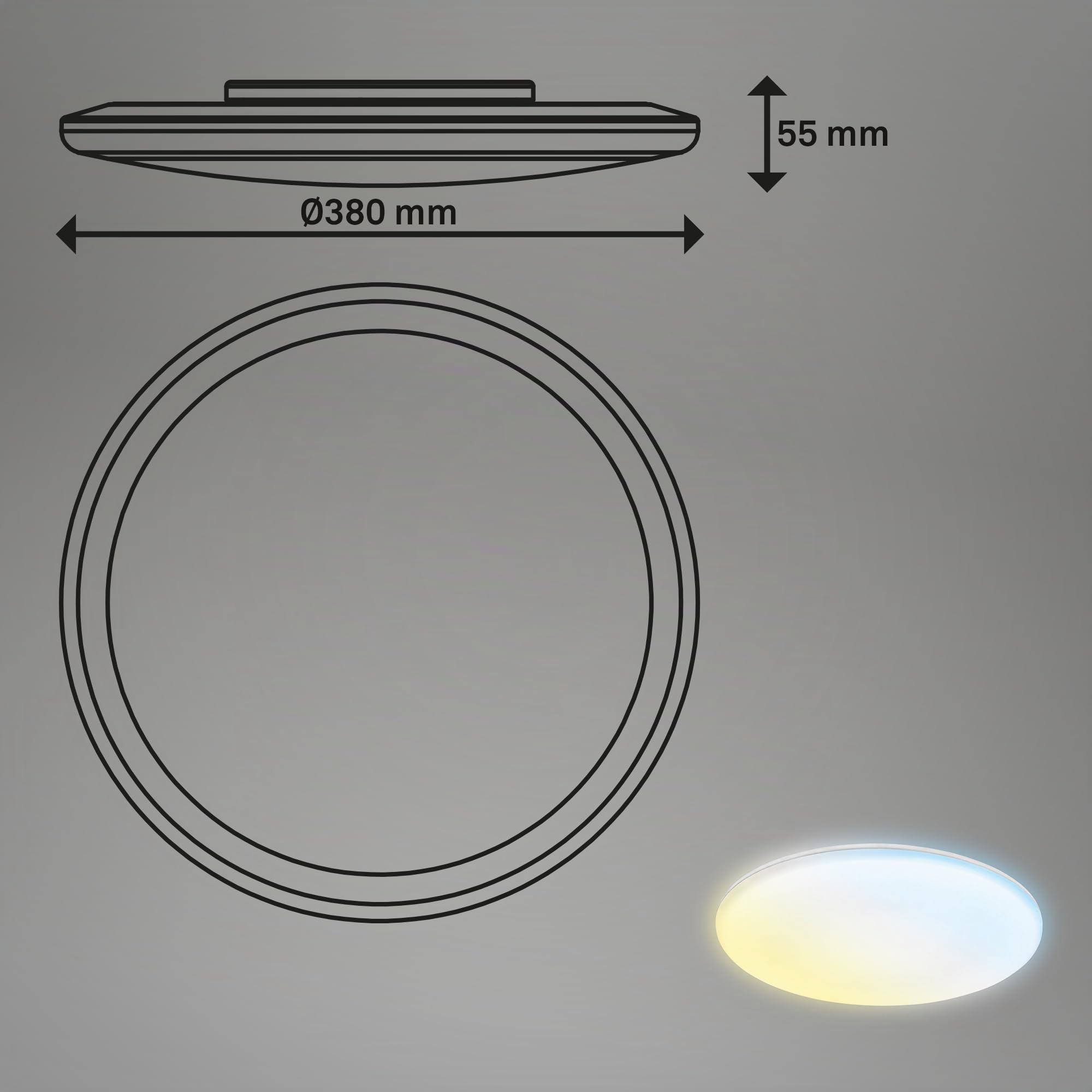 BRILONER - LED Deckenlampe Bad mit indirektem Licht, Fernbedienung, Staub- und Spritzwasserschutz, LED Deckenleuchte, Badlampe, Badezimmerlampe, Küchenlampe, Feuchtraumleuchte, 35 x 5,5 cm, Weiß