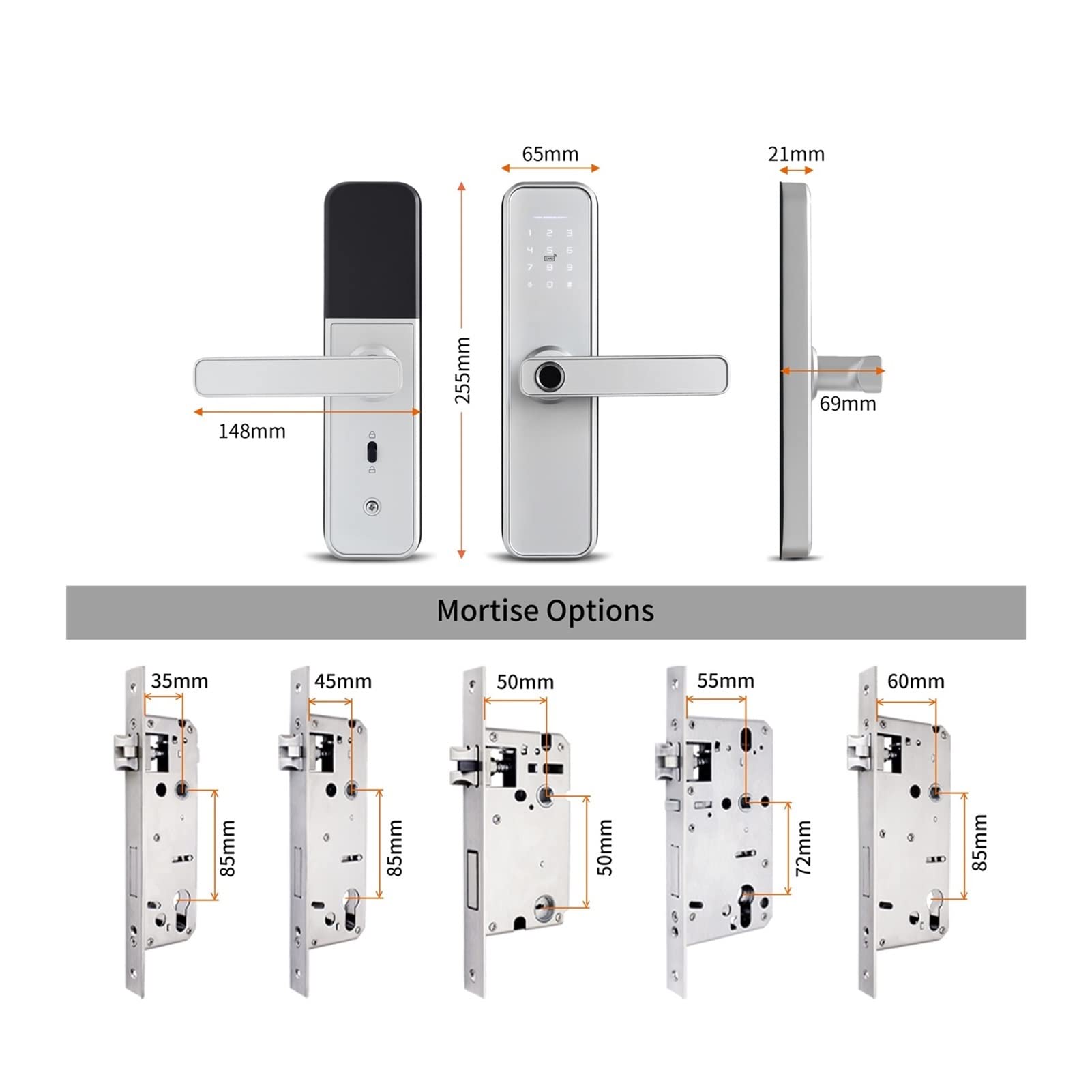 WIFI Serrure de porte intelligente Cerradura Inteligente, mot de passe du clavier tactile, empreinte digitale avec verrou de porte numérique Fechadura(3585 sliding mortise)