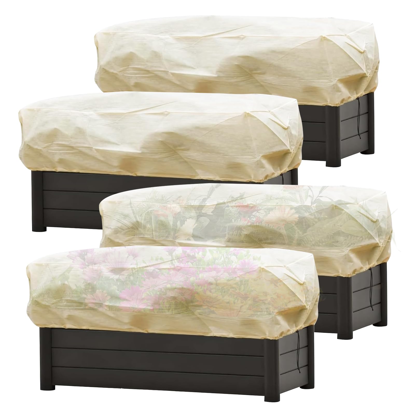 Voile D'hivernage Pour Plantes - Lot De 4 Housses 150x45x40 Cm - 80 G/m², Avec Cordon De Serrage - Protection Contre Gel, Vent, Oiseaux - 8