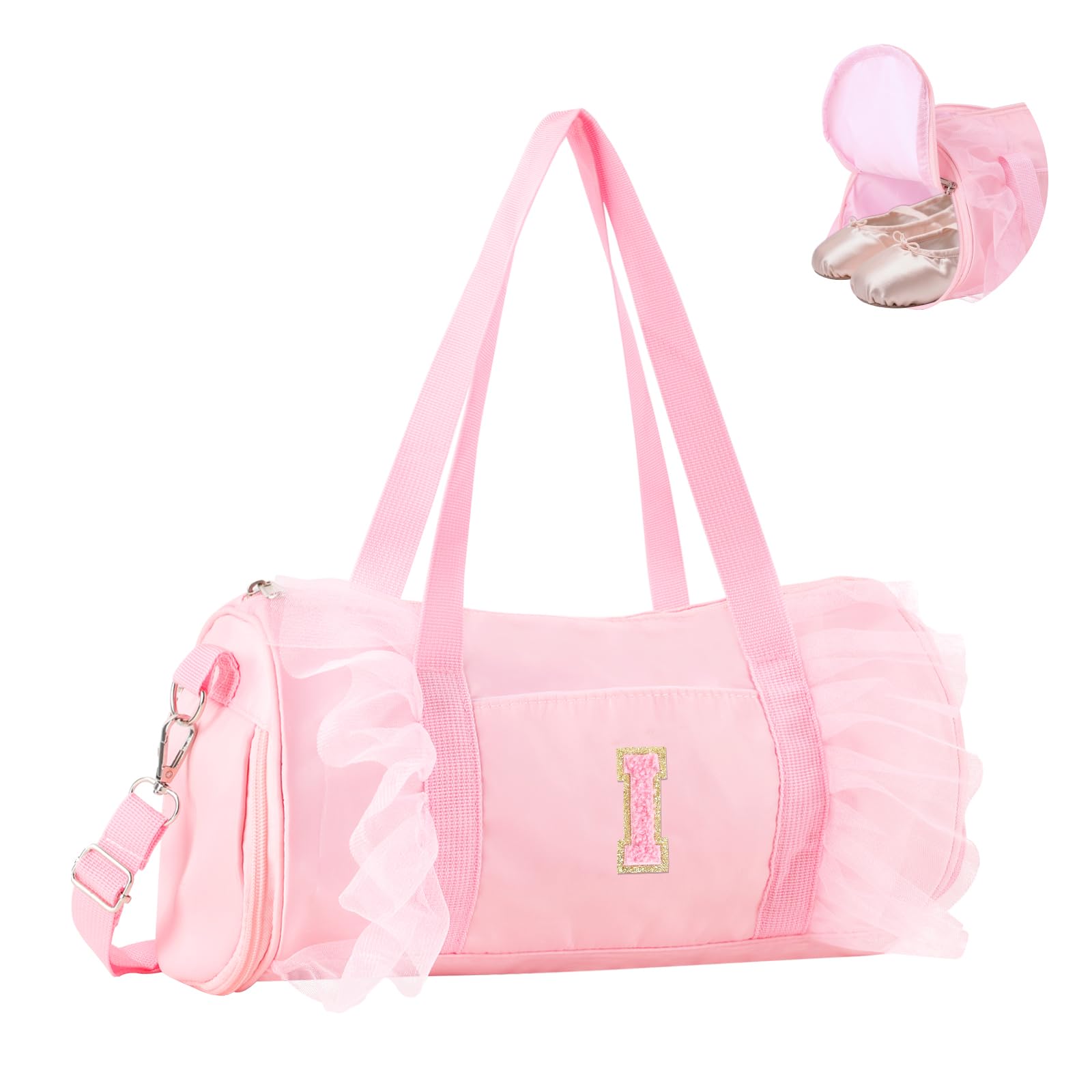 Personalized Initial Dance Bag for Girls 4-6, Small Lace Gym Sport Yoga Cheer Dance Bags Gift for Teen Girls, Cute Letter Kids Ballet Bag Toddler