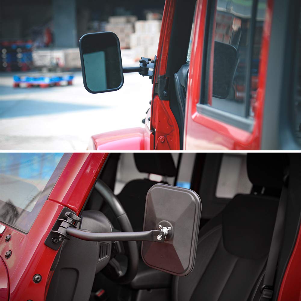 Espejos Laterales Vista de la Puerta Espejo Retrovisor Espejos Rectangulares 4x4 Espejo Todo Terreno Apertura Rápida Ajuste para Jeep Wrangler