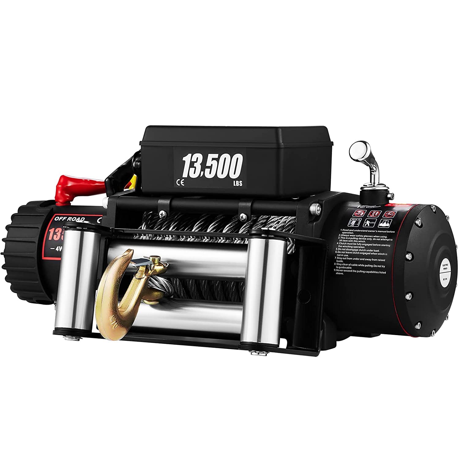 VEVOR Verricello Elettrico 13500 lbs/ 6120 kg 12V, Argano con Telecomando e 27m Corda in Accio, Perfetto per Camion e SUV
