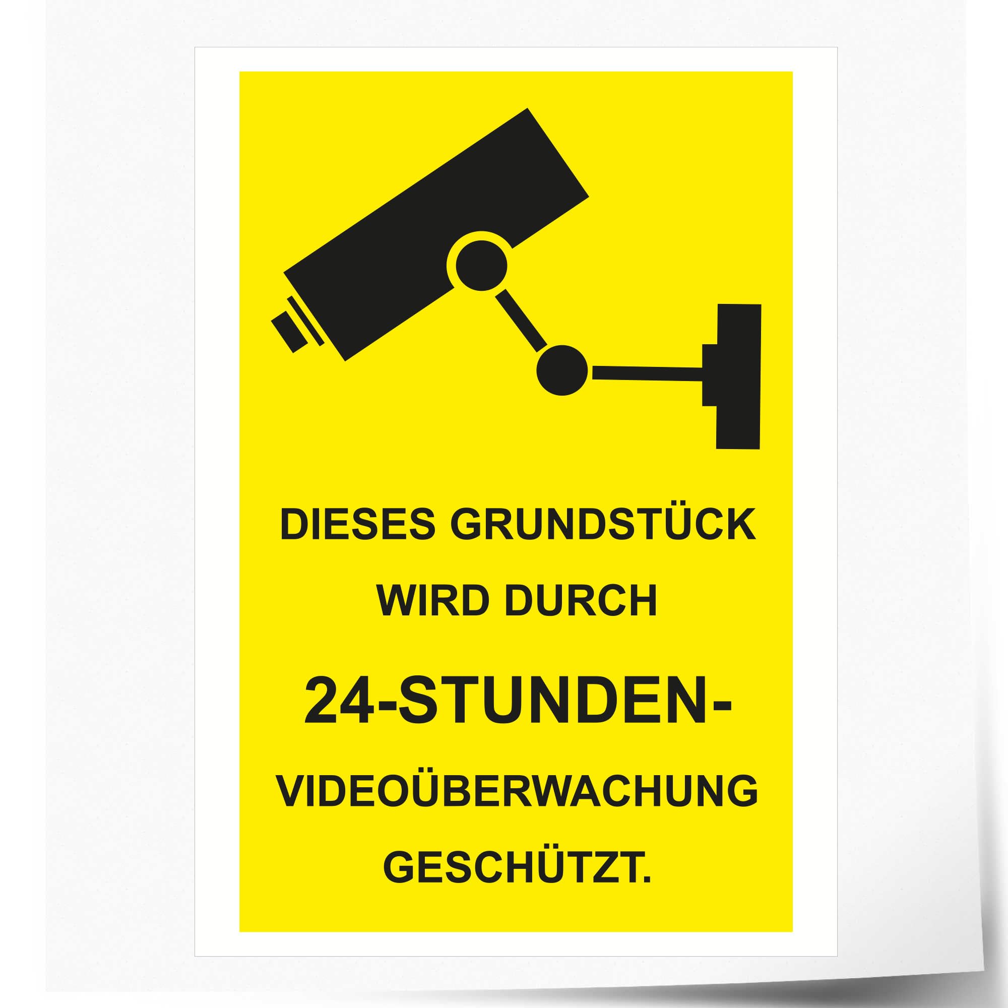 Indigos UG - Schild Grundstück 24 Stunden Videoüberwachung - 420x594 mm - Hotel, Firma, Schutz, Kita, Arzt, Praxis - Sicherheit - Warnung - Aluverbundplatte 3mm, Wohnung - Hinweisschild - Warnschild