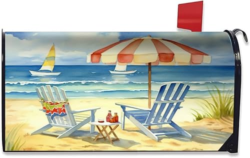 Fundas magnéticas para buzón de verano, tamaño estándar de 18" x 21", cubierta de buzón Beach Life, envolturas magnéticas náuticas de verano para