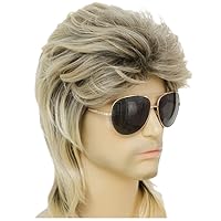 Vista 56 de Kaneles Peluca corta gris de repuesto sintético para hombre, disfraz de Halloween, cabello natural suave en capas (gris)