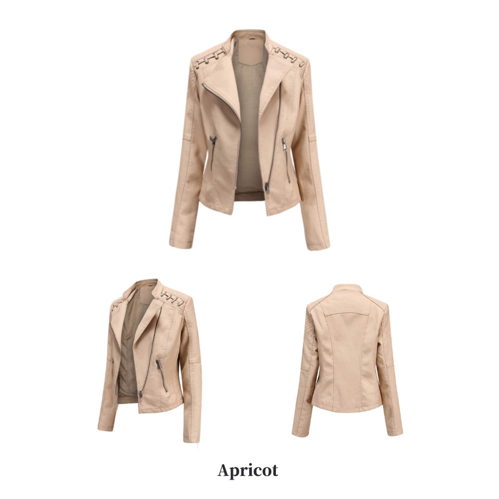 Générique Veste Femme Cuir Court Blouson avec Ceinture Motard Col Montant Biker Zippé Vintage Manteau Bombers Moto Veste Femme Noire Veste Rouge Femme Chic