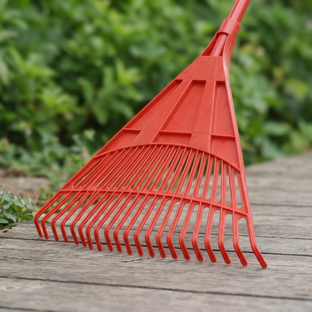 Colcolo Râteau Jardinage en Plastique Renforcé , Râteau en Plastique Rouge de 24 Dents (49*45)