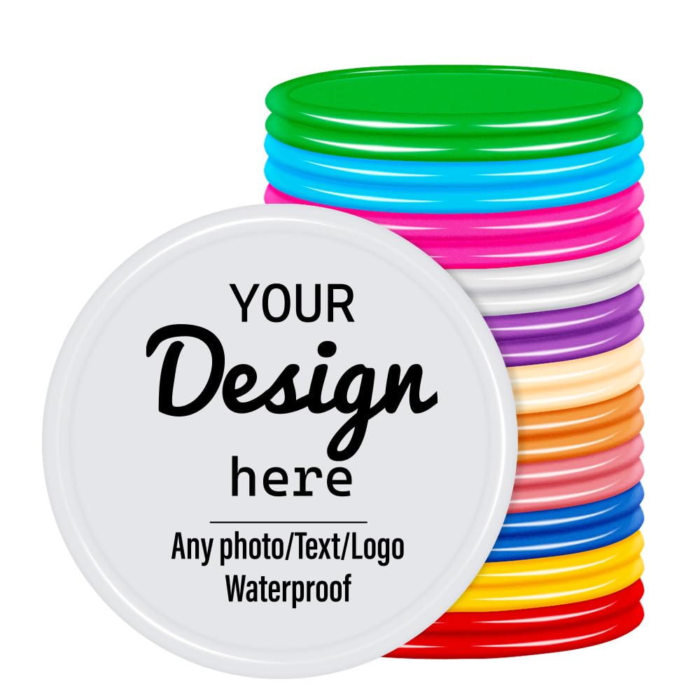 Sunyoungift 500 Custom Poker Chips, Full-Color Print Your Logo and Text, Plastic Tokens for Party, Card Club, Casino Night, Billiard Hall (White)