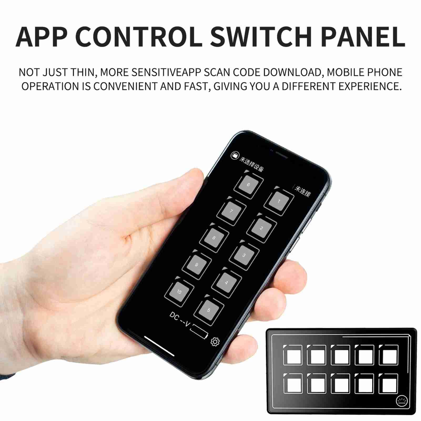 Schalter Panel Schalttafel 10P Membransteuerung Bluetooth APP Steuerung LED Hintergrundbeleuchtung Touch Wasserdichter Wohnmobilboote