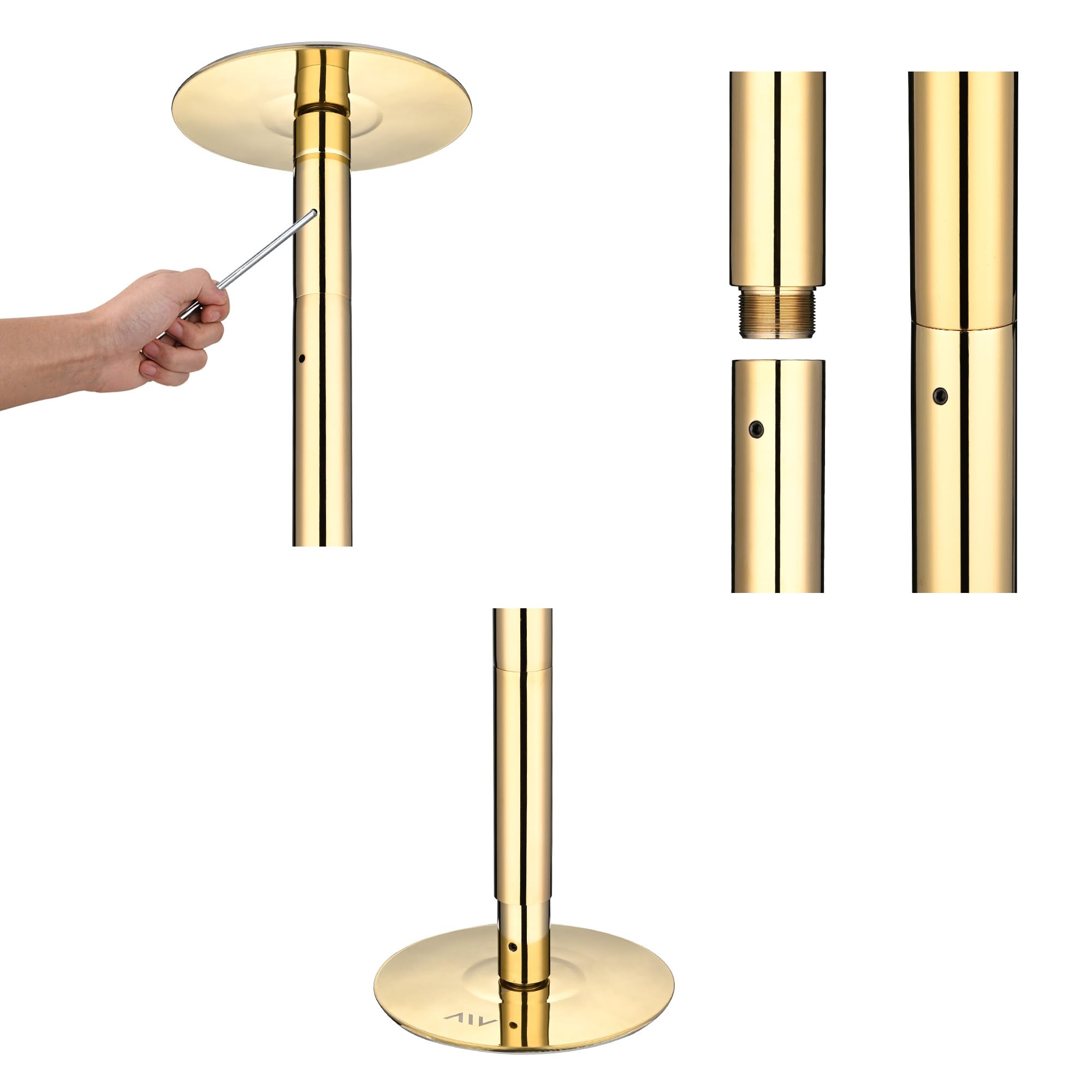 AW 11 FT Spinning Static Dancing Pole Kit w/Extensions Fitness Dance Exercise Gold