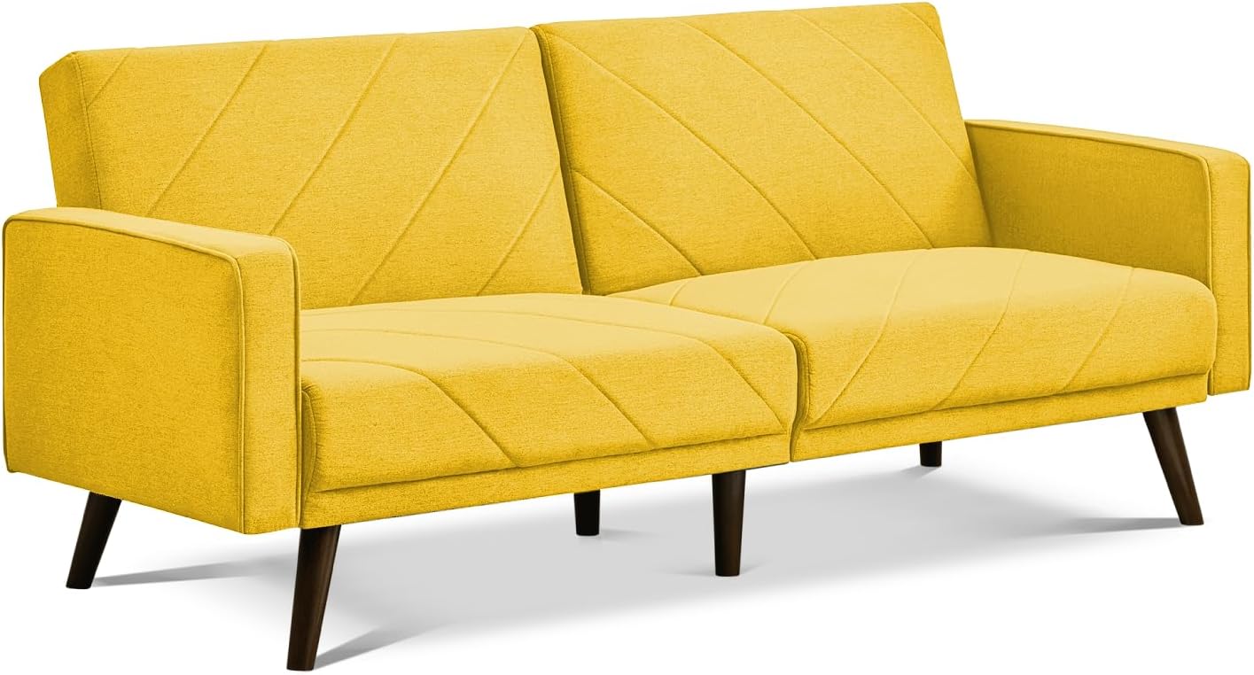 Zhom Fabric Futon Sofa Bed, 77.5” Convertible Sleeper Sofa Couch Bed with