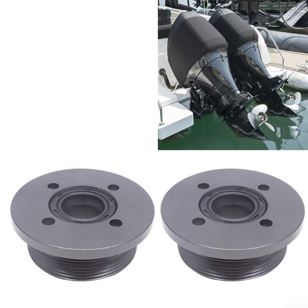 Confezione da 2 cappucci terminali cilindrici con guarnizioni per fuoribordo 55-90 per HP Power Trim Tilt Assy, alluminio anodizzato idraulico coperchio di ricambio 6H1-43821-11