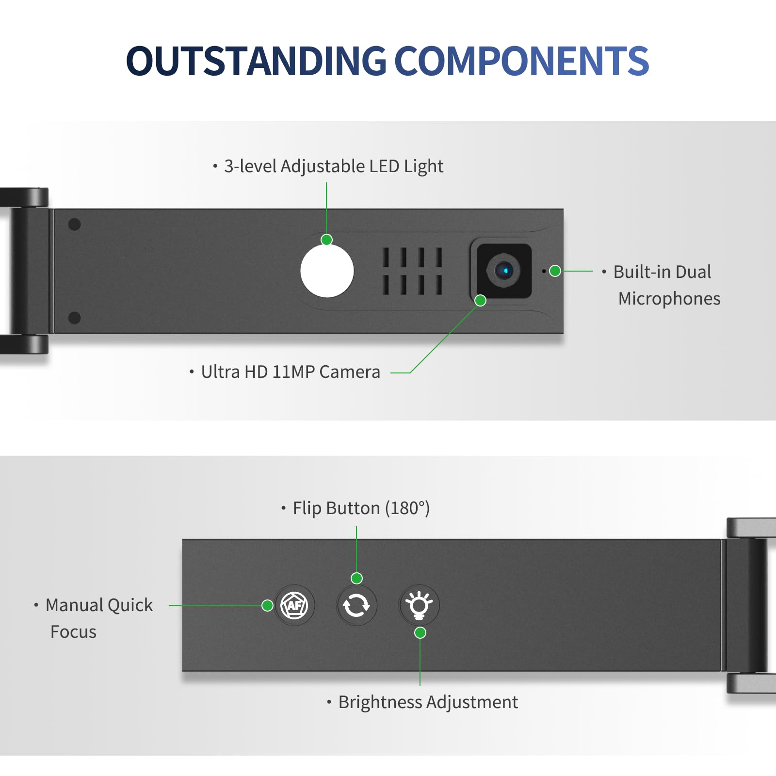 NETUM Cámara de documentos y cámara web 4K con micrófono, visualizador USB, LED táctil de 3 niveles, enfoque automático, invertir imagen plegable para Windows, Mac OS, Linux, enseñanza remota y