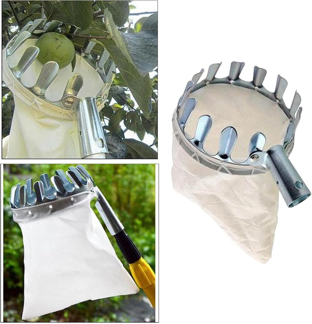 Attrezzo per la raccolta della frutta, Testa Raccoglifrutta In Abs Con Borsa Bianca 14-16cm | 14cm