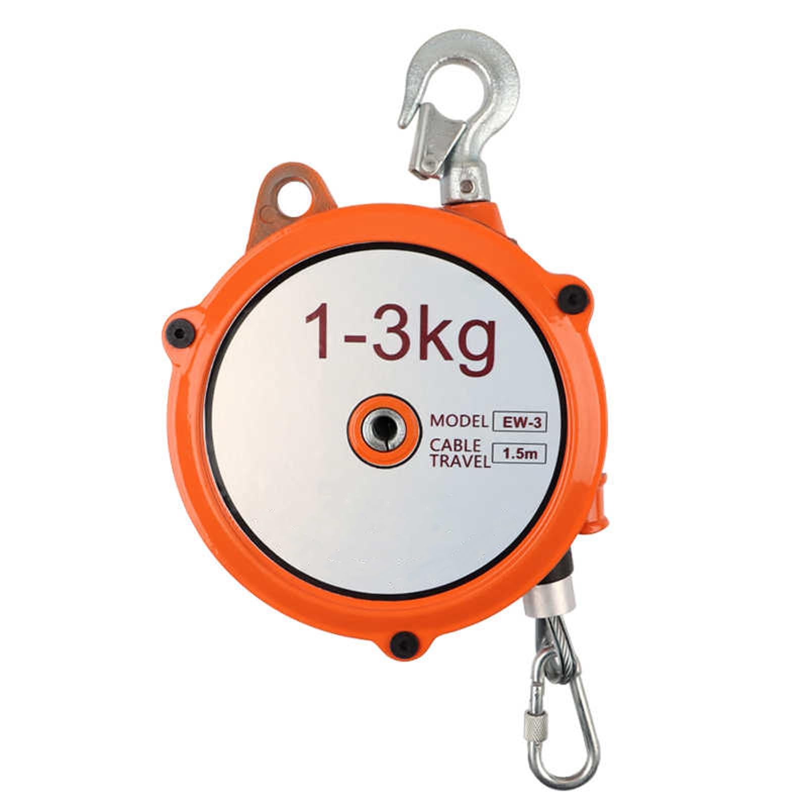 WEKONUMEX Retractable Spring Balancer, Spring Balancer Tool Holder 1.5m Wire Rope Hook For Workshop 1-60kg(1-3 Kg)