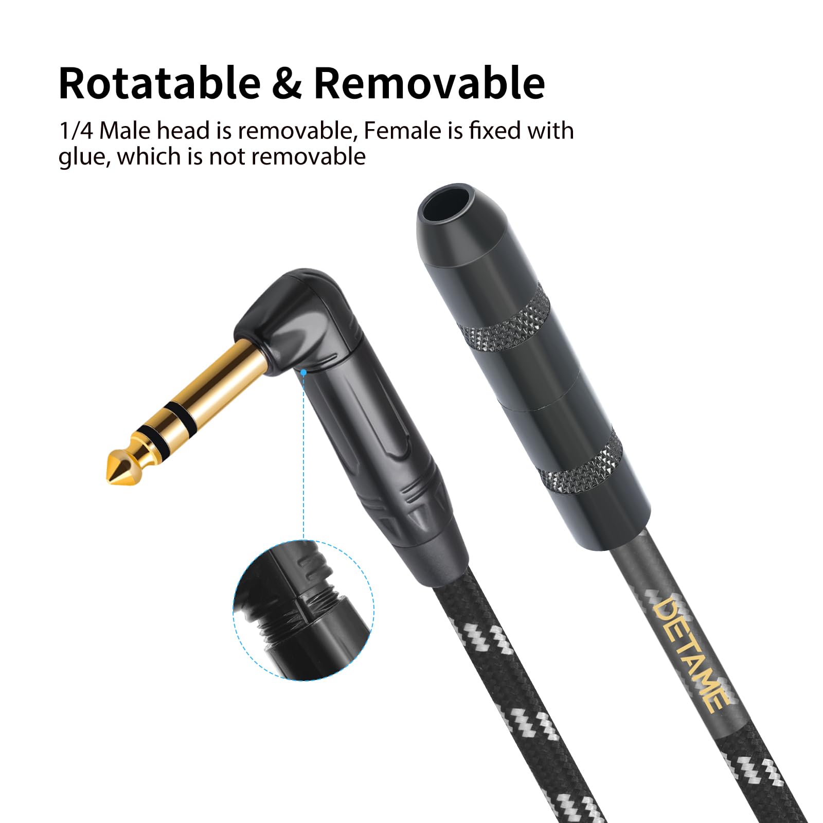 Audiokabel, rechtwinklig, 6,35 mm, TRS-Stereo-Stecker auf Buchse, High-End-Audiokabel, 6,35 mm Stereo-Stecker auf 1/4-Zoll-Buchse, Kopfhörer-Gitarren-Verlängerungskabel, 3 m