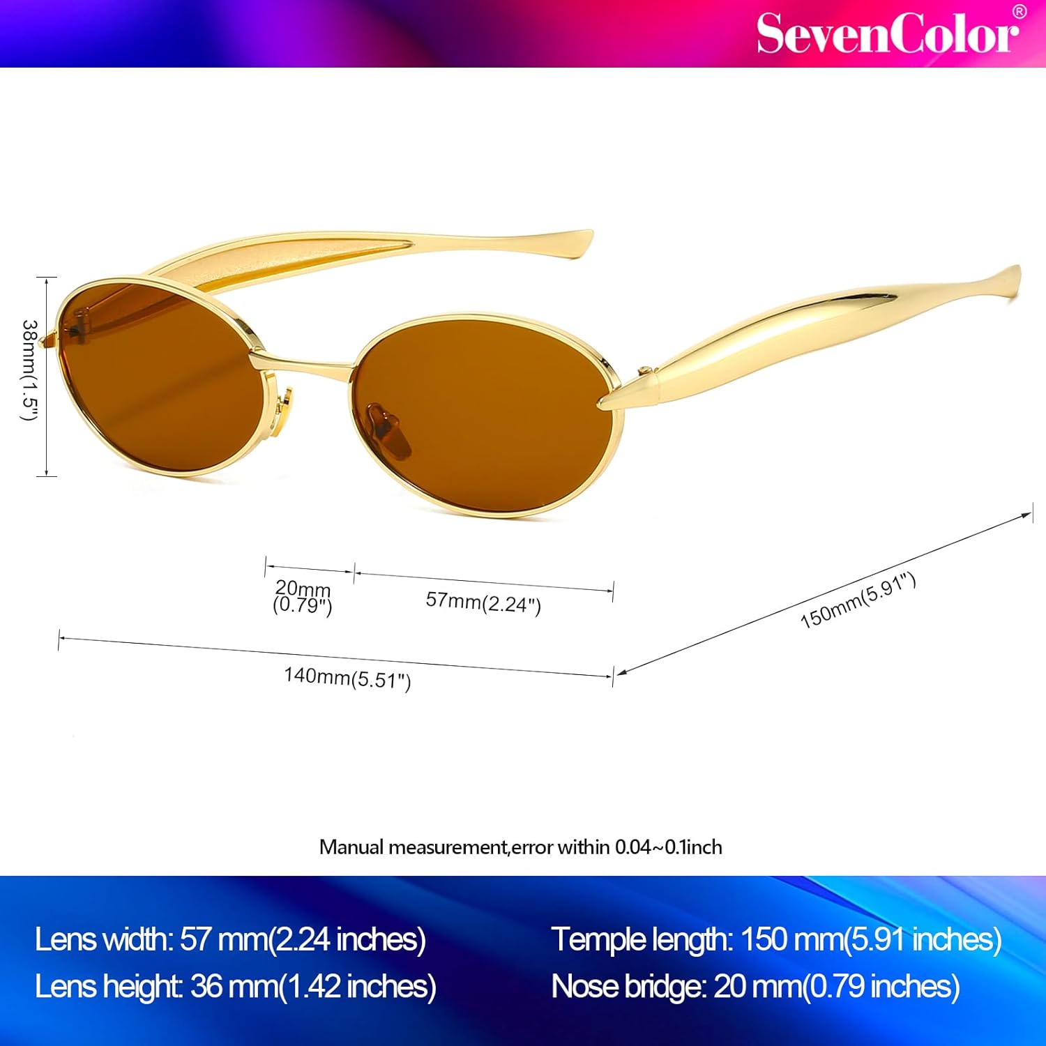 Trendy Oval Sunglasses for Women Men 2025 Gold Small Oval Sardine Sun Glasses Retro Metal Frame Shades - Image 7