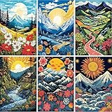 DOZEEZOP 6 Pack 5D Diamond Painting Kits for Adults, Diamond Art Kits for Adults Beginners of All Ages, Round Full Drill Arts and Crafts Gems Home Wall Decor 12x16 Inches Abstract Landscapes