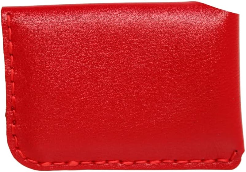 Handmade Leather Card Holder with Snap Closure - Ultra-Thin Minimalist Front Pocket Wallet, Hand-Stitched Simple Card Case - Image 7