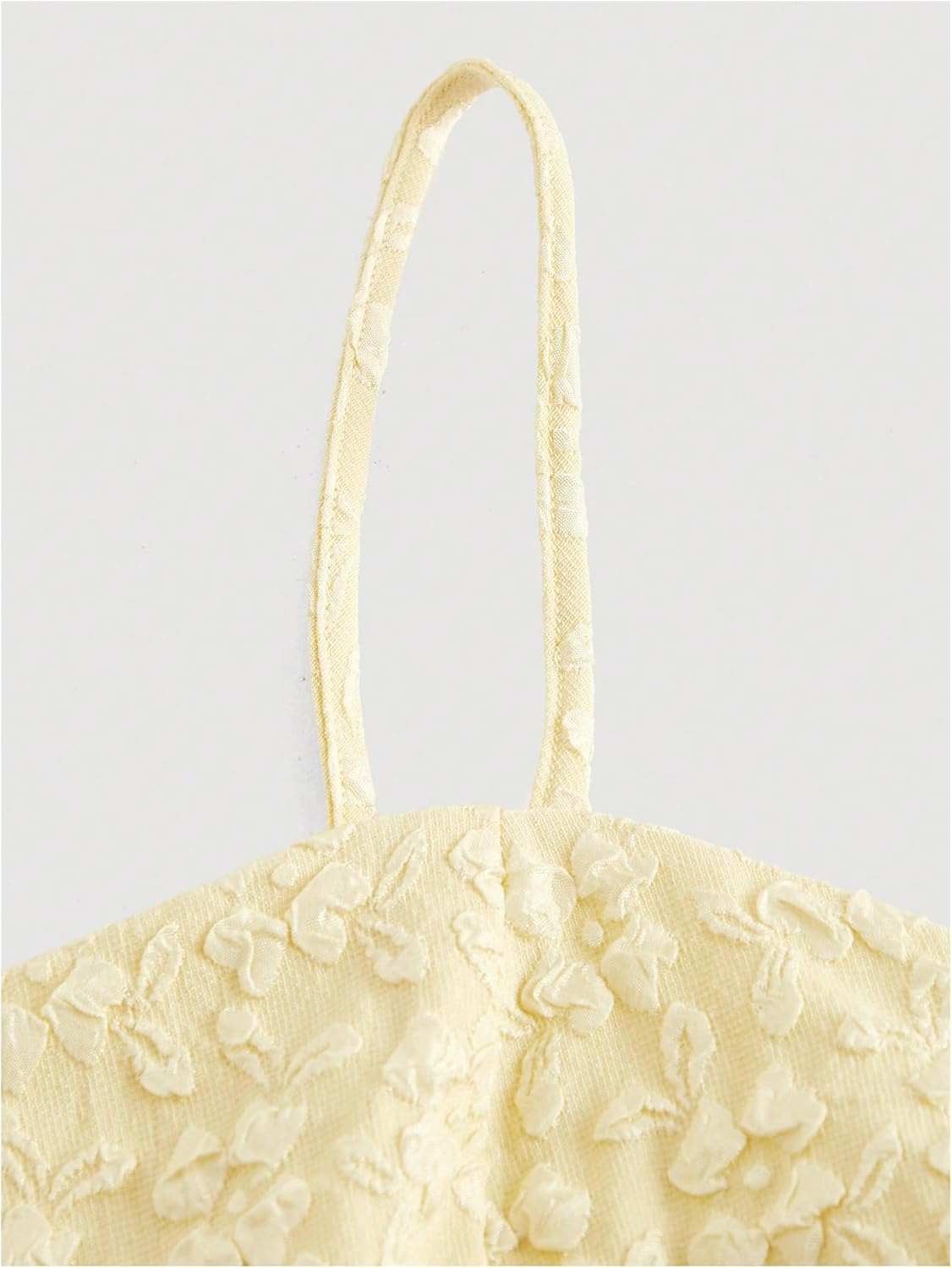 SOLY HUX Women's Spaghetti Strap Ruffle Hem Peplum Cami Top Jacquard Camisole Medium Solid Yellow image 3 of 4 B0D17C9937