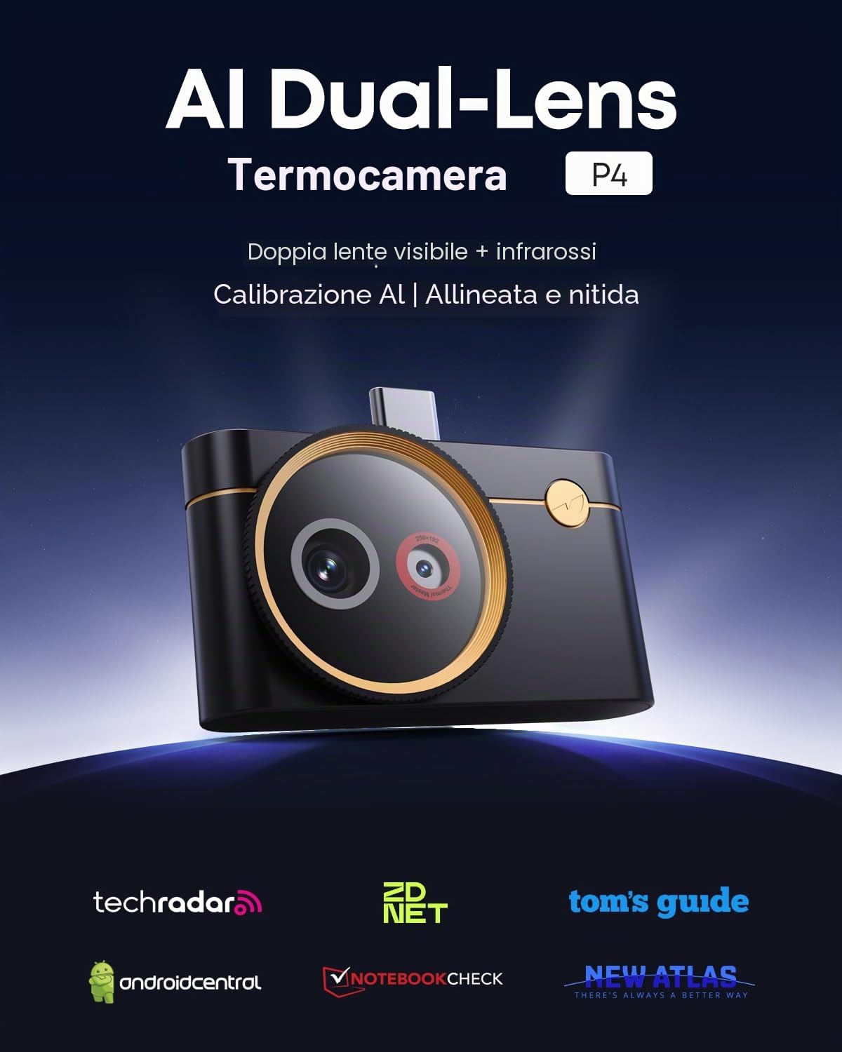 Telecamera termica per Android Thermal Master P4 Dual Lens Infrarossi 512x384 X³ Risoluzione IR, Intervallo di temperatura da -20 a 600 °C, sensibilità 0,035 ℃