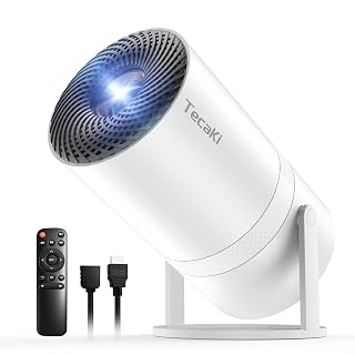 Mini Portable Projector with WiFi and Bluetooth,Support Movie Projector 1080P HD,Auto Keystone Correction,180° Rotatable,Compatible with TV Stick, HDMI, USB, Smartphone, Laptop (White 1) - Amazon product rated Grade B