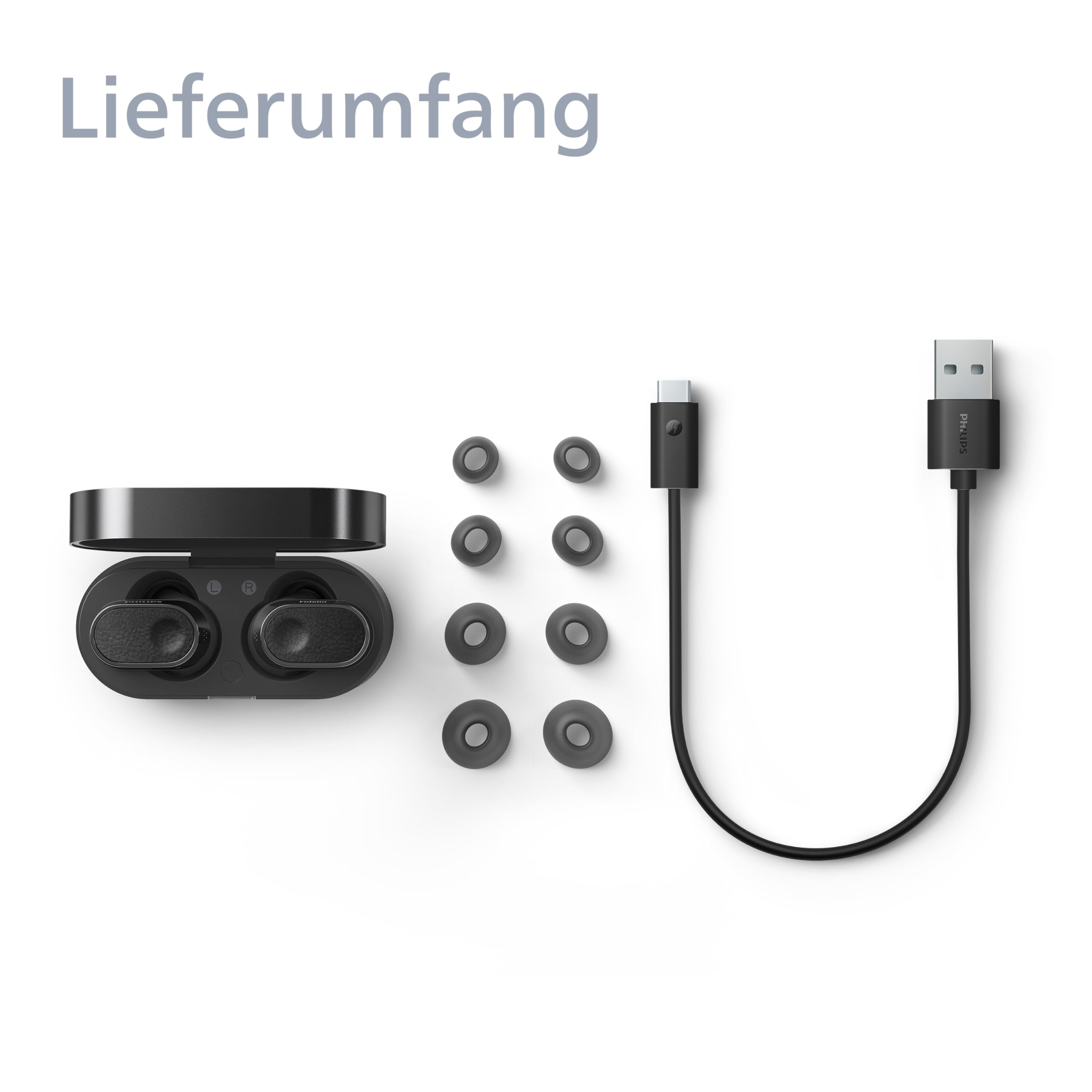 Philips Audio Fidelio T2 Noise Cancelling True Wireless In-Ear Bluetooth Kopfhörer - Hervorragende Gesprächsqualität, kompatibel mit Sprachassistent und bis zu 40 Stunden Musikwiedergabe - Schwarz