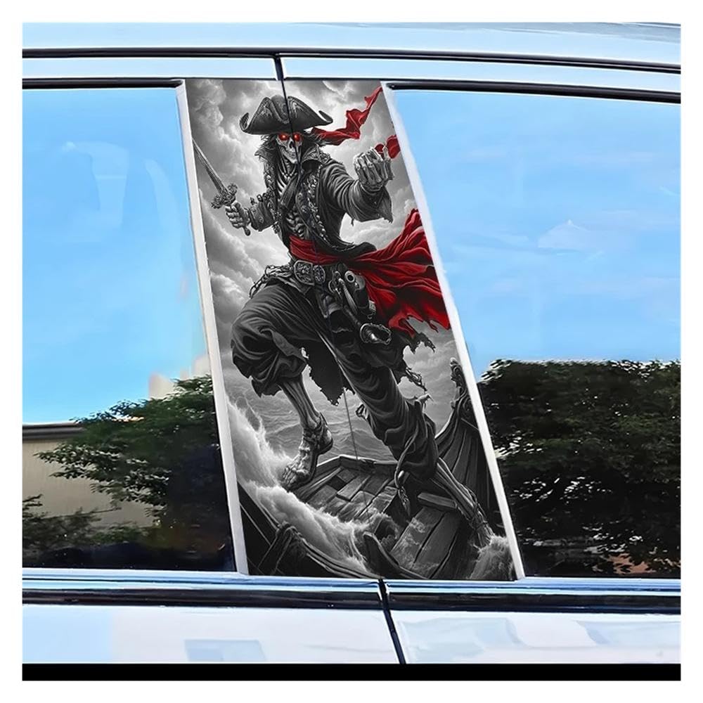 Decorative Items 2pcs Car Window Pillar Stickers Skeleton Pirate Pattern Scratch Resistant Film