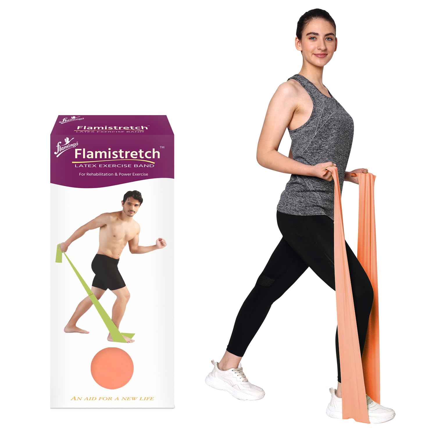 Flamingo Flamistretch Resistance Exercise Band – Colour-Coded, 1.5m Long, for Strength Training & Rehabilitation – Ideal for Home Workouts, Yoga & Physiotherapy – Orange – 4.5 kg – Pack of 1