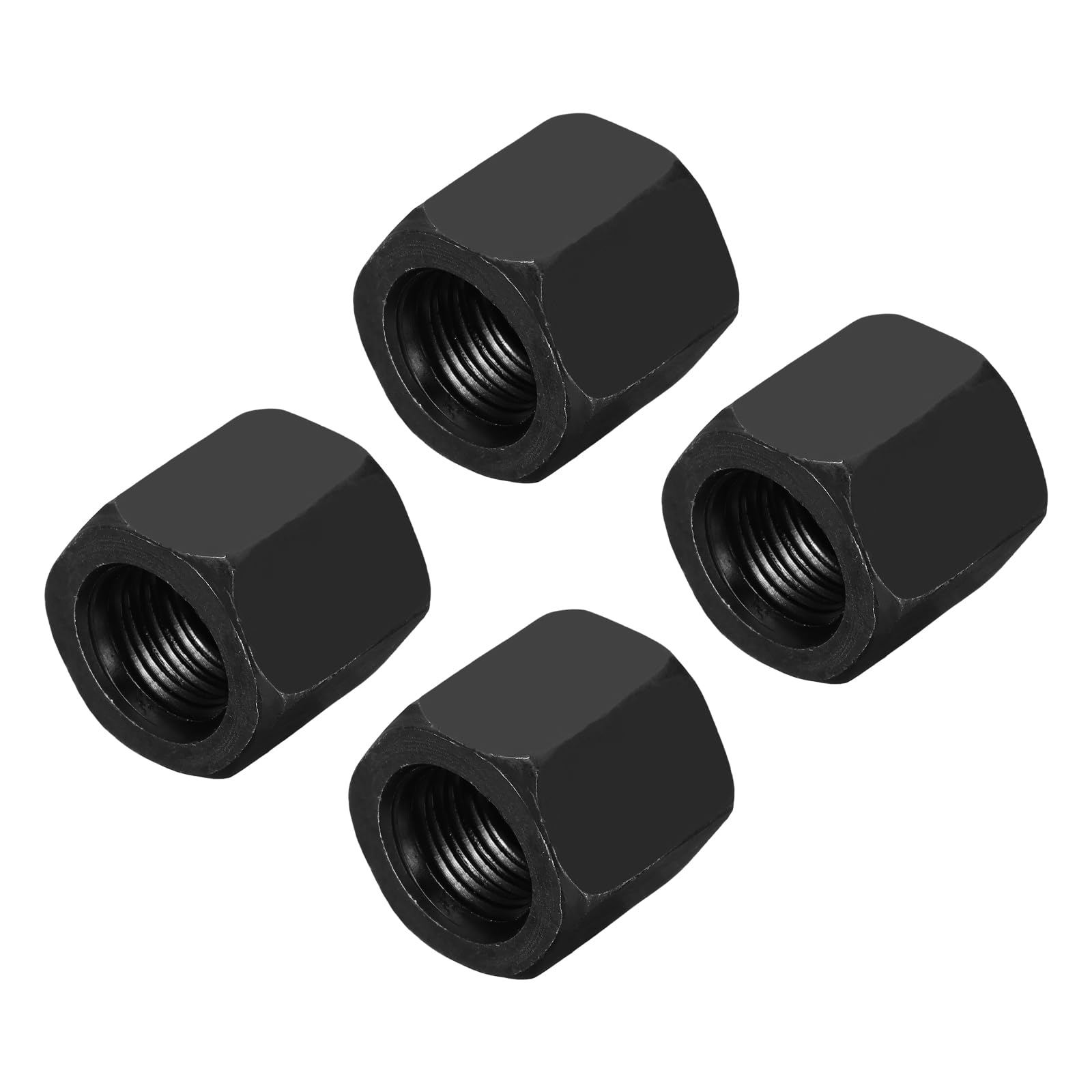 sourcing map M18x1.5mm Pitch Hex Coupling Nuts, 4Pcs 26mm / 1" Length Grade 10.9 Carbon Steel Fully Threaded Rod Coupling Nut Stud Fine Thread Pipe Connector Fasteners, Black — image 1